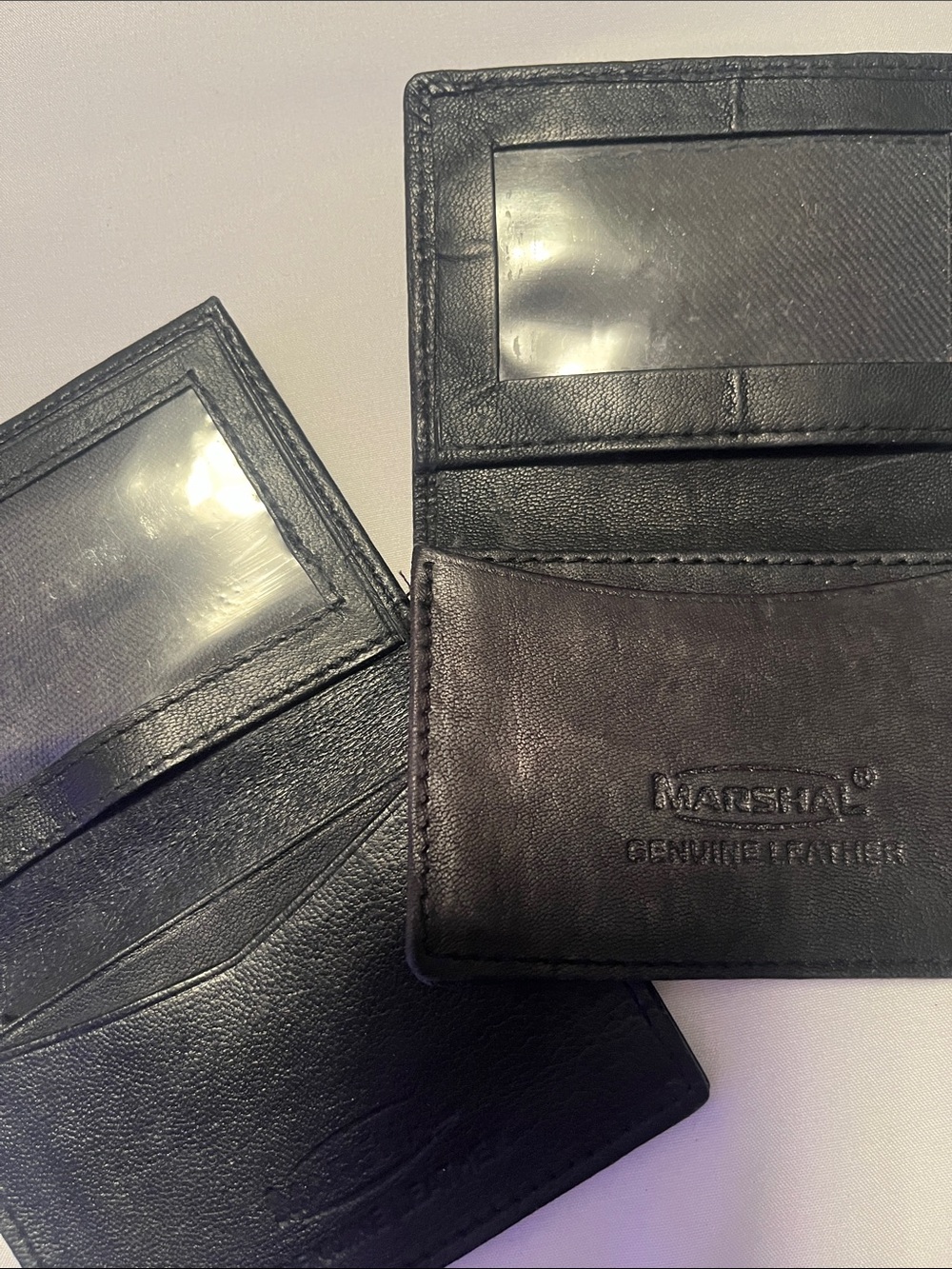 2 Marshall Black Genuine Leather Men’s Card Holders Excellent Used Condition.